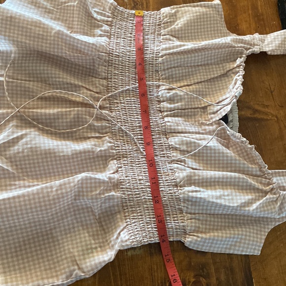 J Crew Gingham Smocked Waist tank top! New without tags. Front tie with V. - Picture 13 of 15